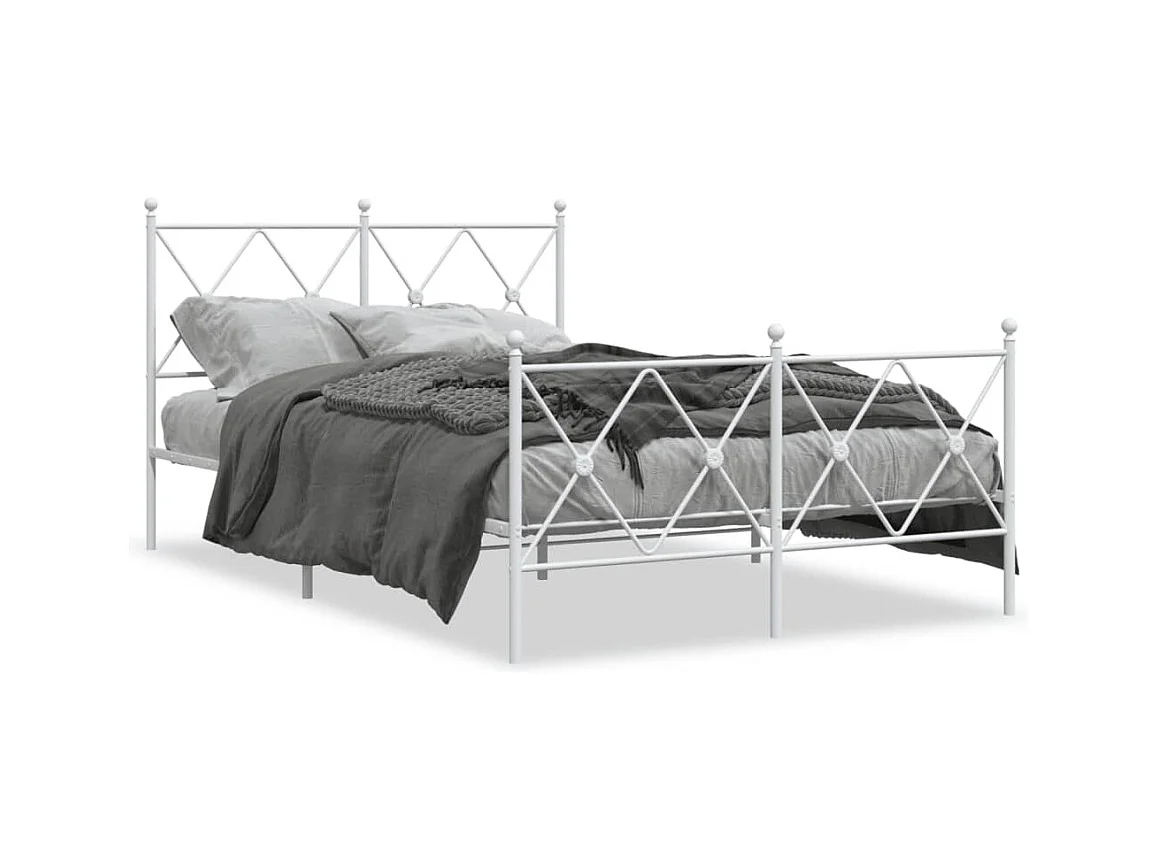 Cama 120x200 cm - metal con cabecero y estribo blanco ES702311