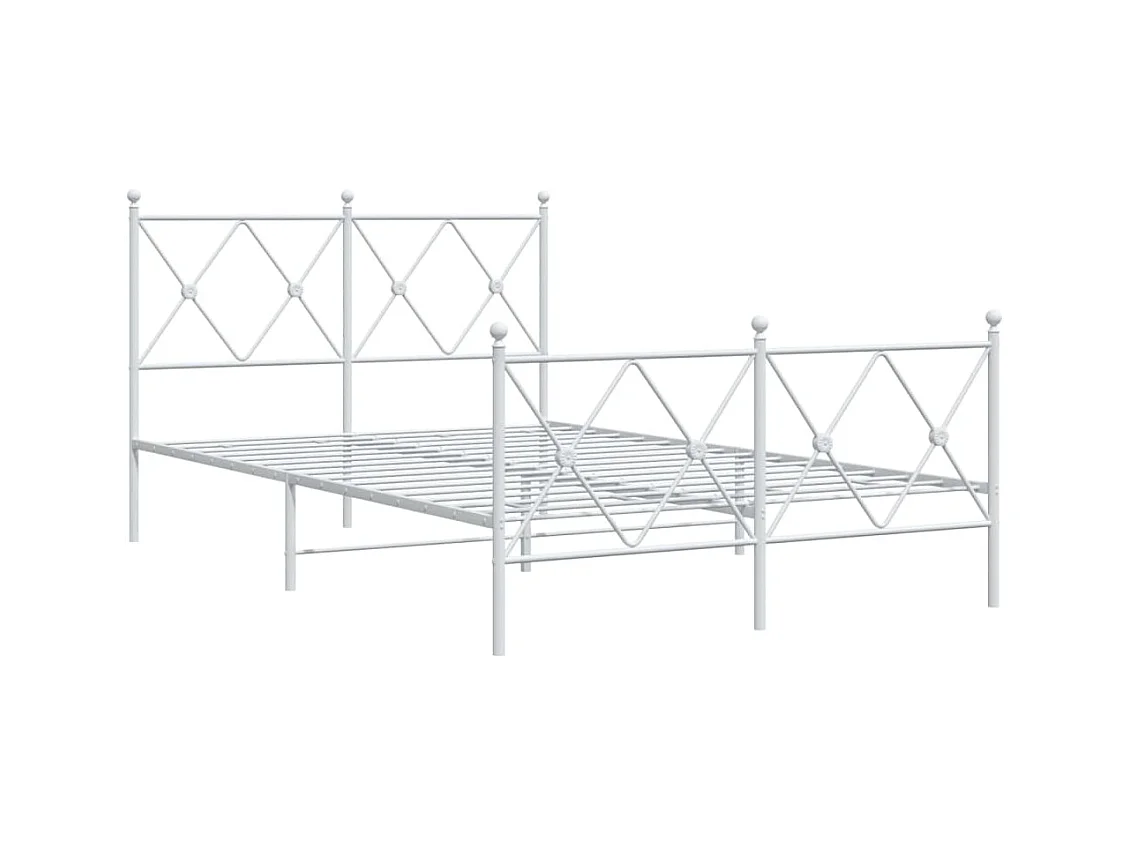 Cama 120x200 cm - metal con cabecero y estribo blanco ES702311