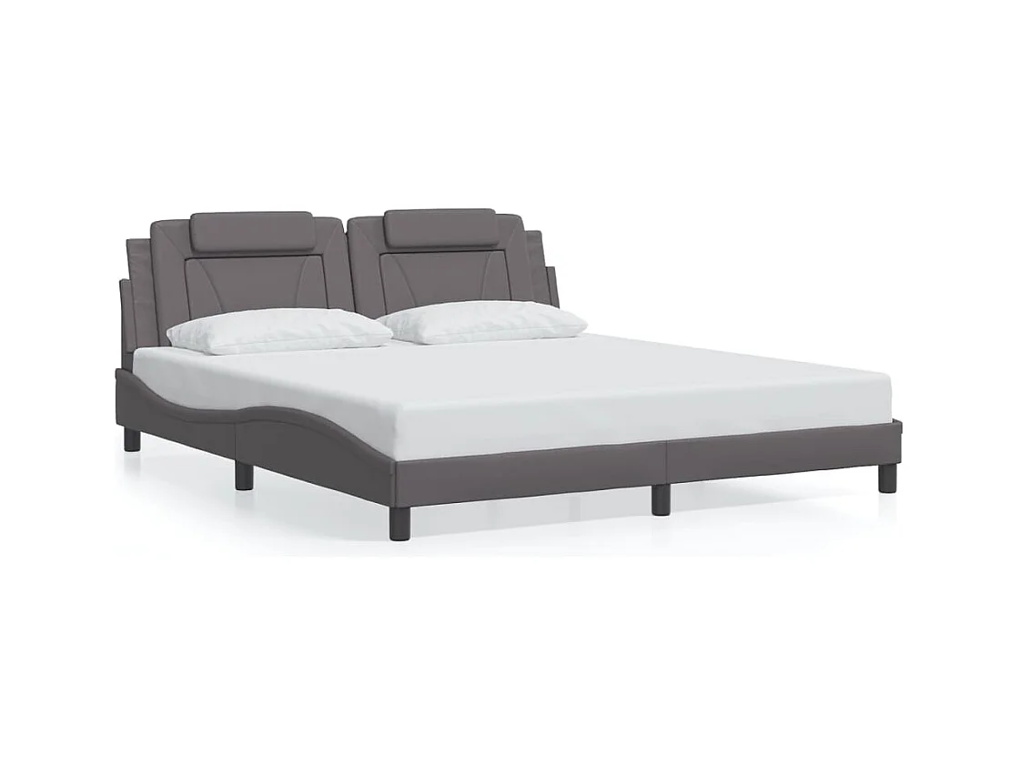 Lit double avec lumières LED gris 180x200 cm similicuir FR95380