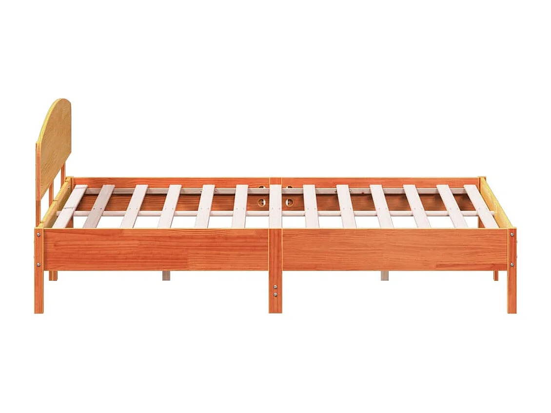 Lit double et tête de lit cire marron 200x200 cm bois de pin FR52260