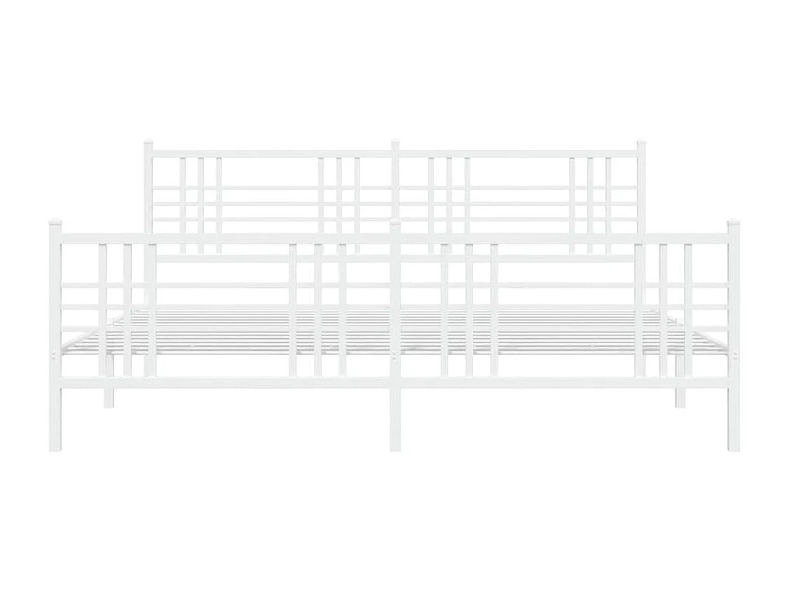 Lit double métal + tête de lit/pied de lit blanc 193x203cm FR90863