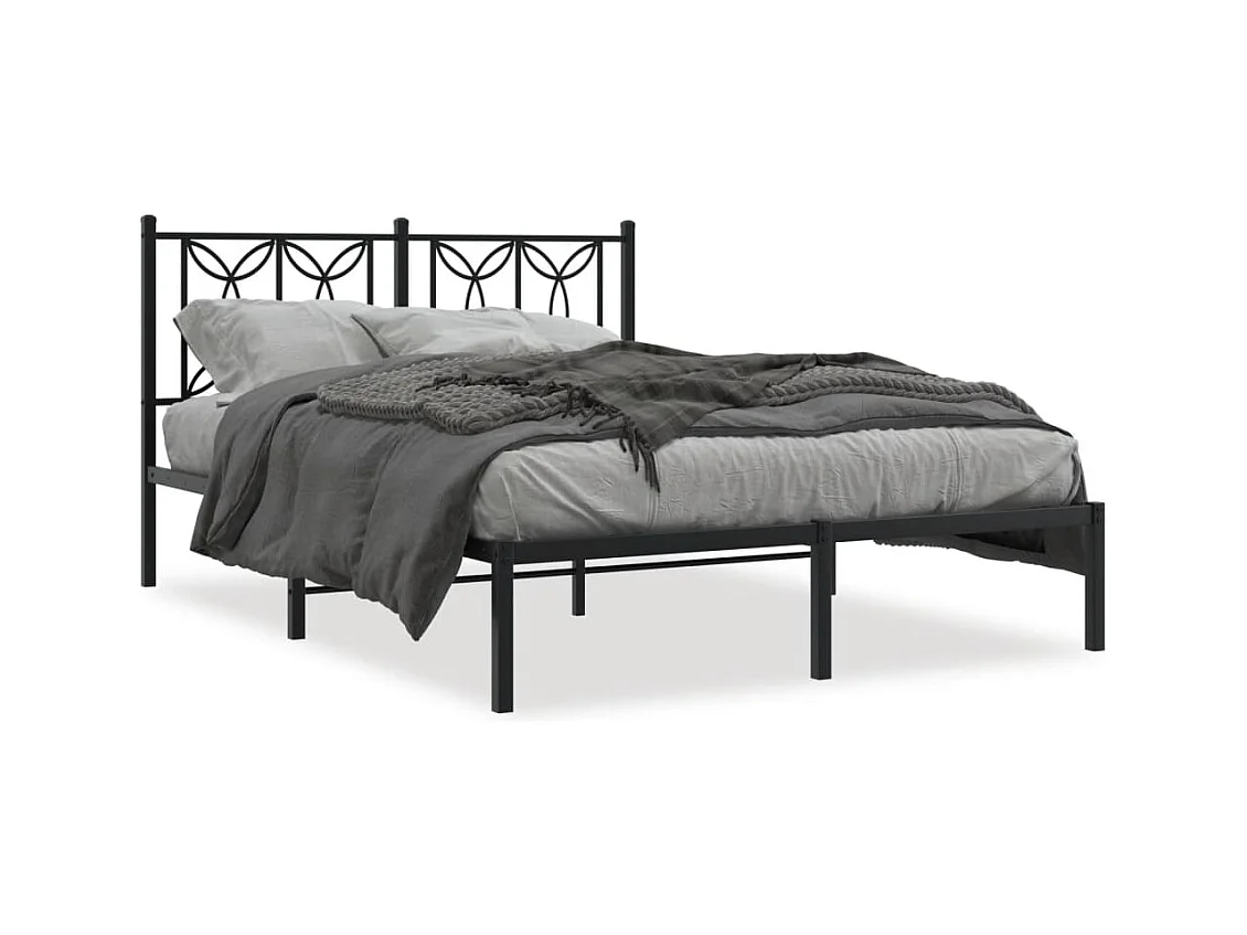 Cama matrimonial- 140x200 cm con cabecero metal negro ES570414