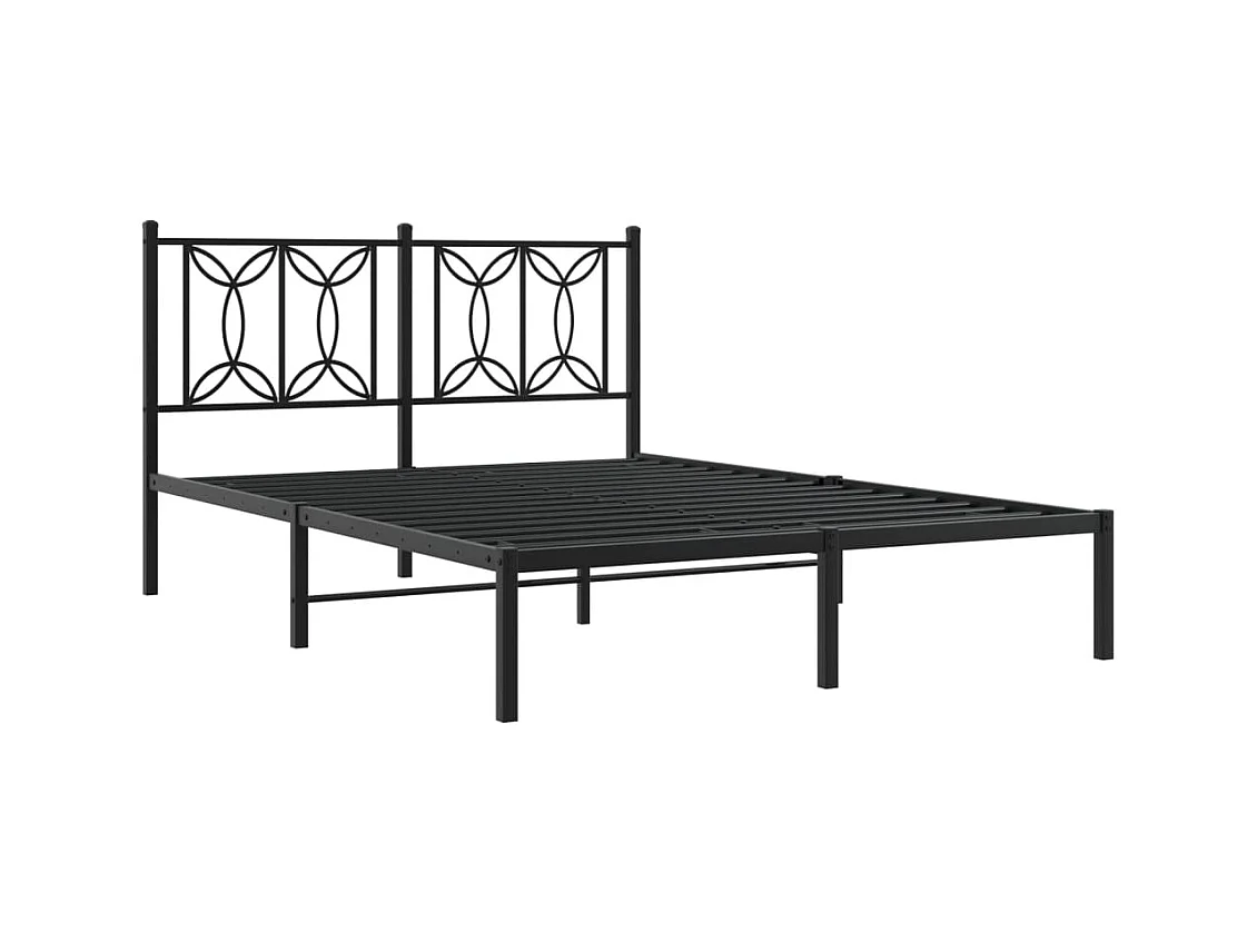 Cama matrimonial- 140x200 cm con cabecero metal negro ES570414