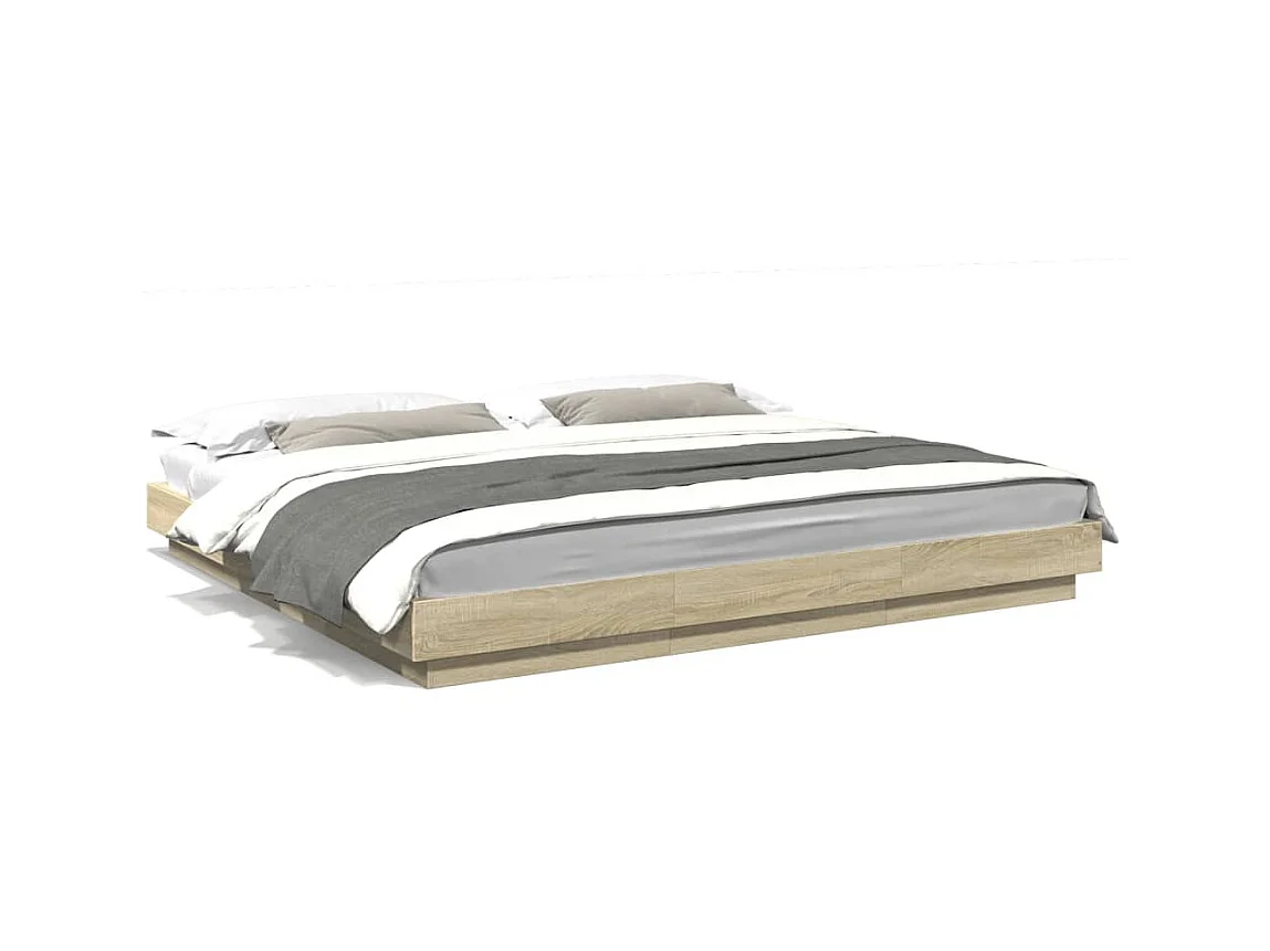 Lit double avec lumières LED chêne sonoma 180x200 cm FR11574