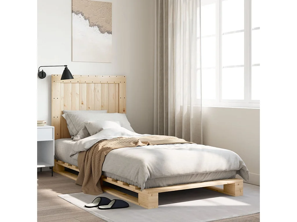 Bedframe met hoofdbord massief grenenhout 90x200 cm BE737310