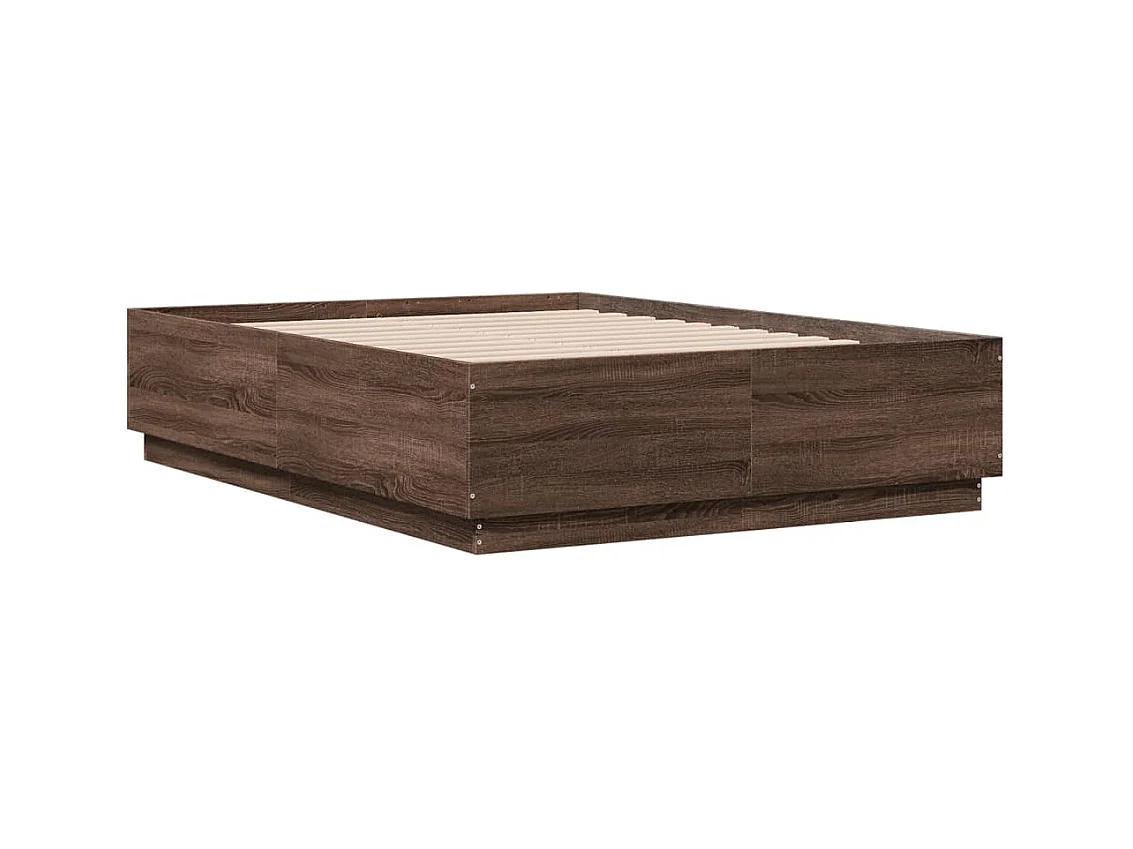 Lit double avec lumières LED chêne marron 120x190 cm FR53079