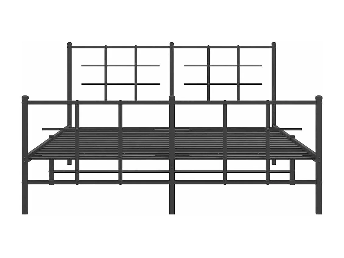 Lit double métal + tête de lit/pied de lit noir 150x200 cm FR98538