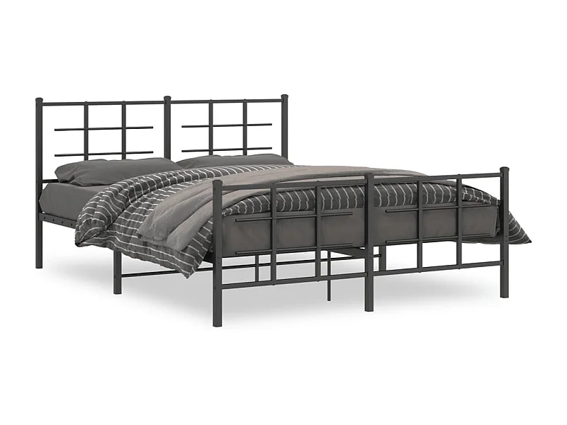 Cama com cabeceira e pés 150x200 cm metal preto PT109190