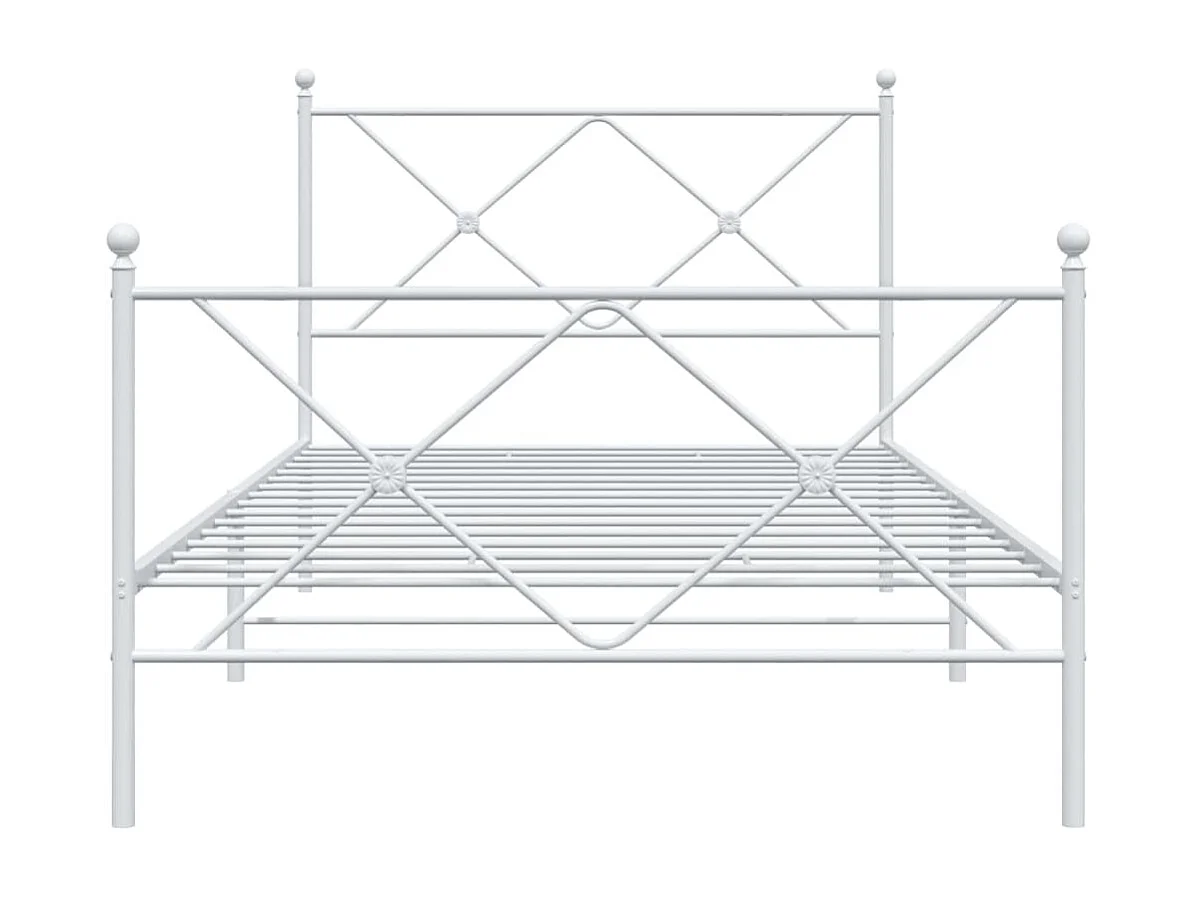 Lit simple métal + tête de lit/pied de lit blanc 107x203cm FR41576