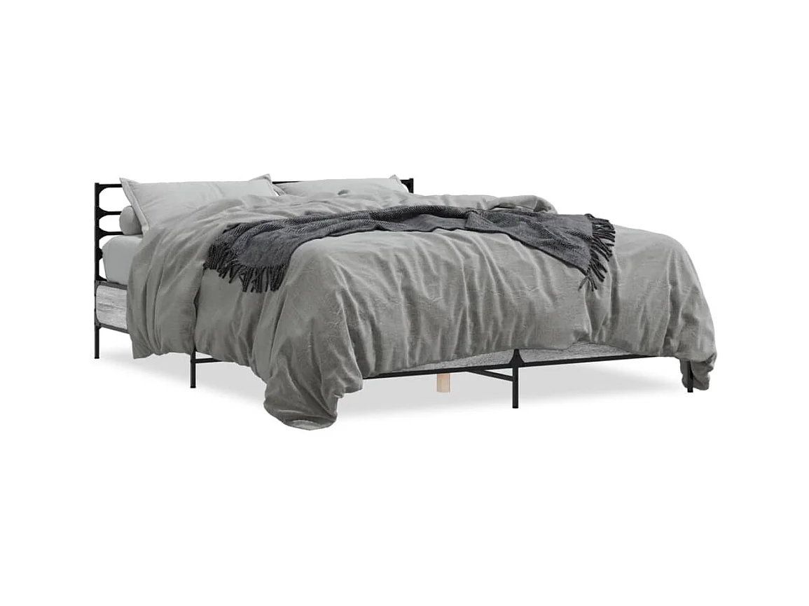 Lit double sonoma gris 160x200 cm bois d'ingénierie et métal FR83546