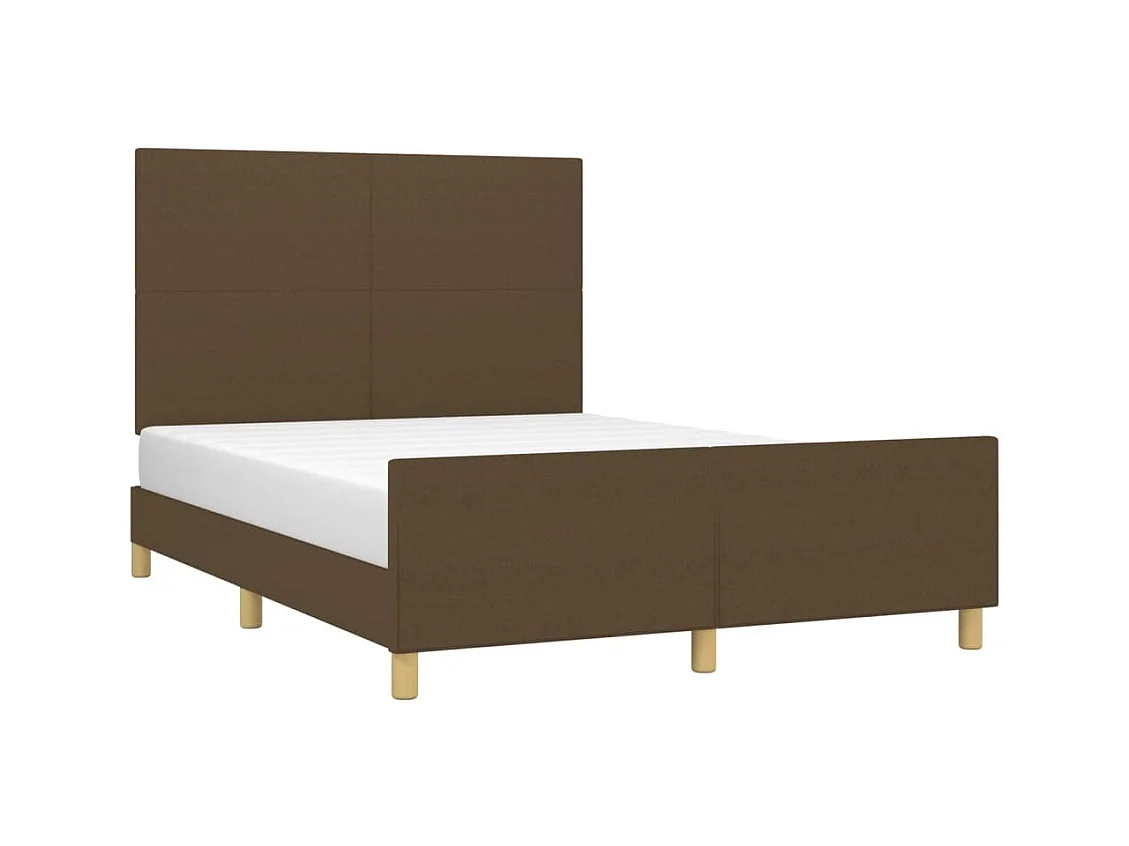 Lit double + tête de lit Marron foncé 140x190 cm Tissu FR70929