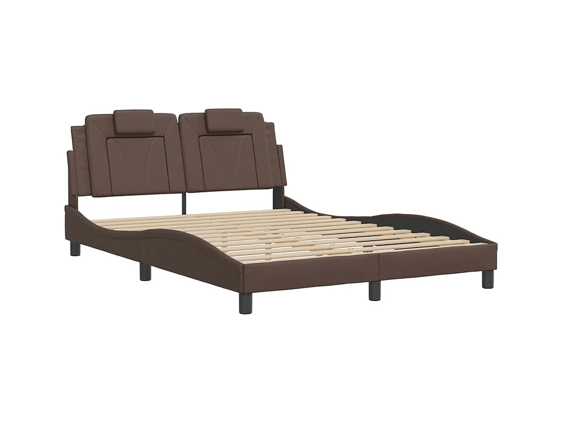 Lit double avec lumières LED marron 140x190 cm similicuir FR77946