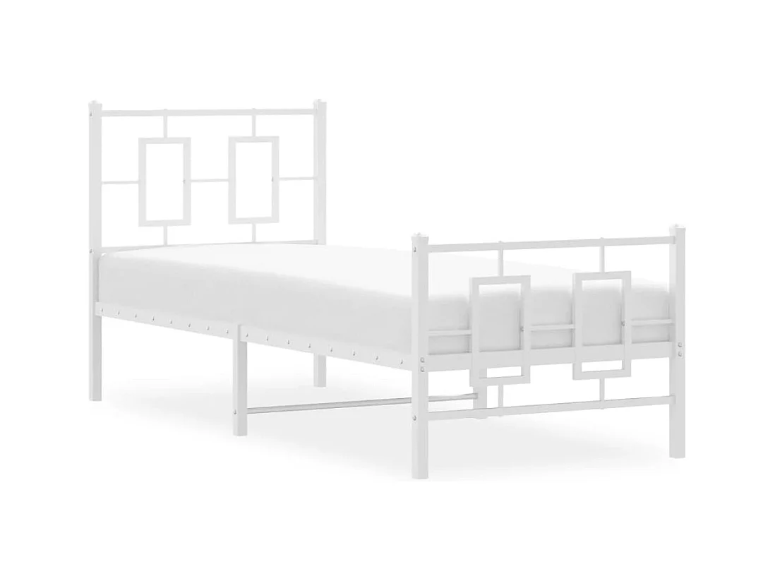 Cama 75x190 cm - metal con cabecero y pie blanca ES108758