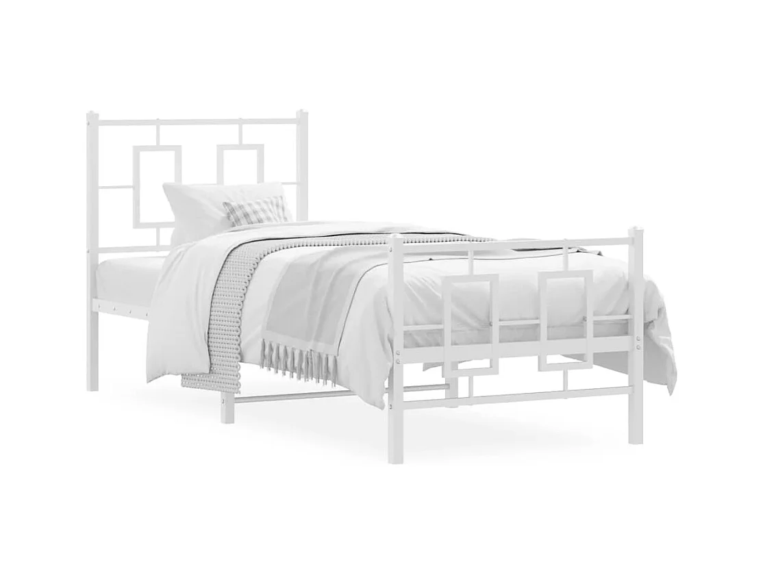 Cama 75x190 cm - metal con cabecero y pie blanca ES108758
