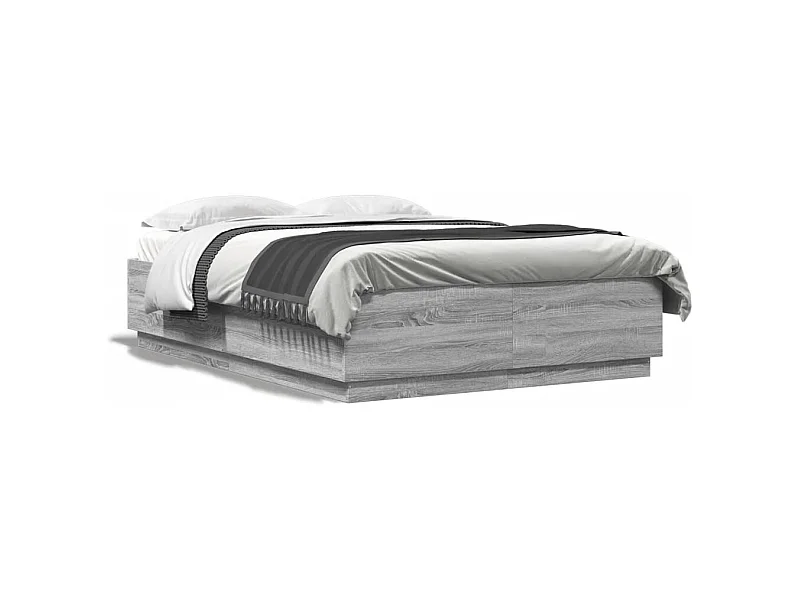 Lit double sonoma gris 120x200 cm bois d'ingénierie FR34368