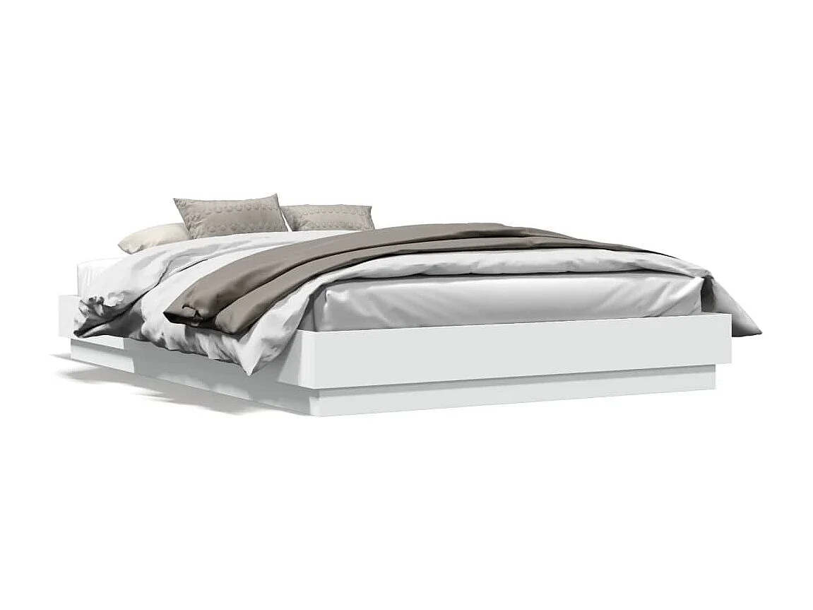 Bedframe LED massief hout wit 120x200 cm BE605521