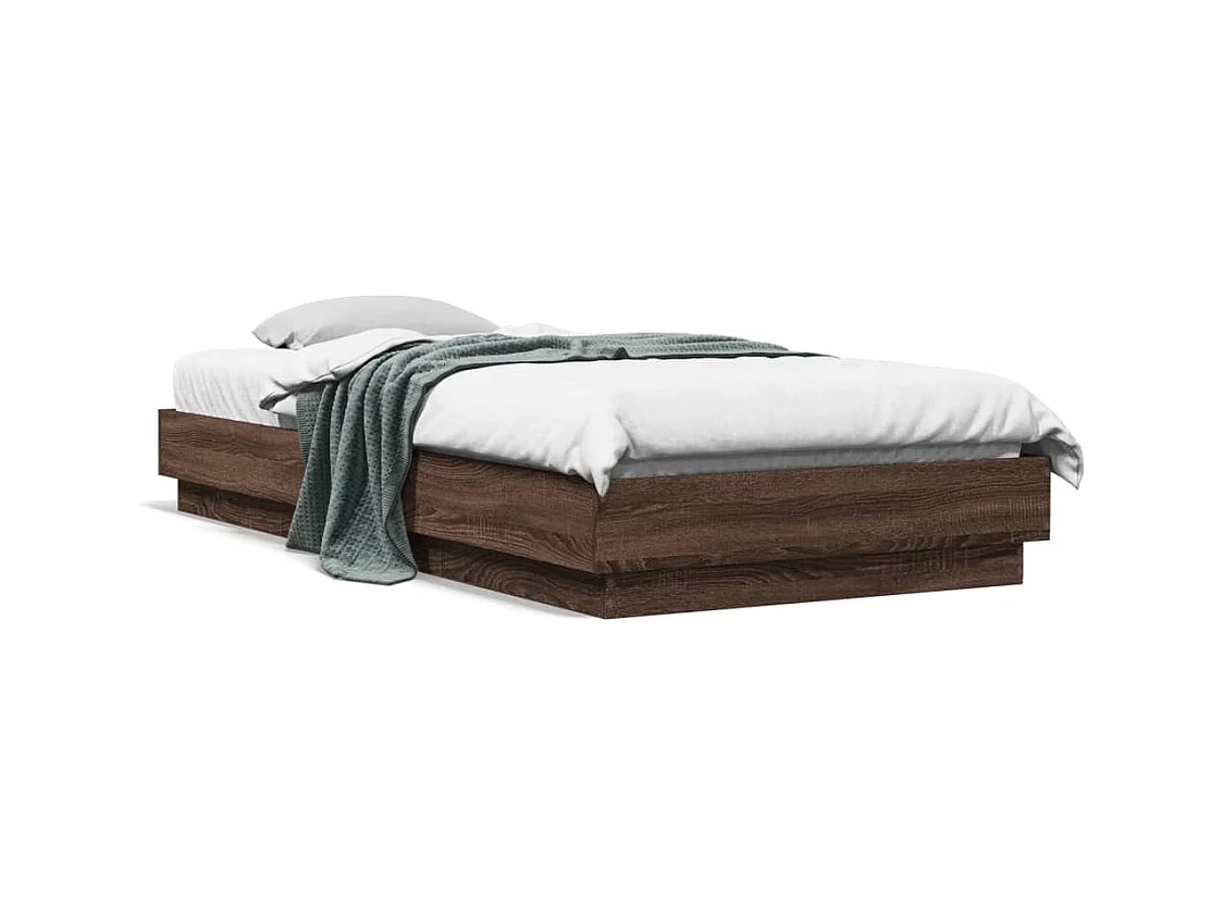 Cama com luzes LED 100x200 cm carvalho castanho PT989550