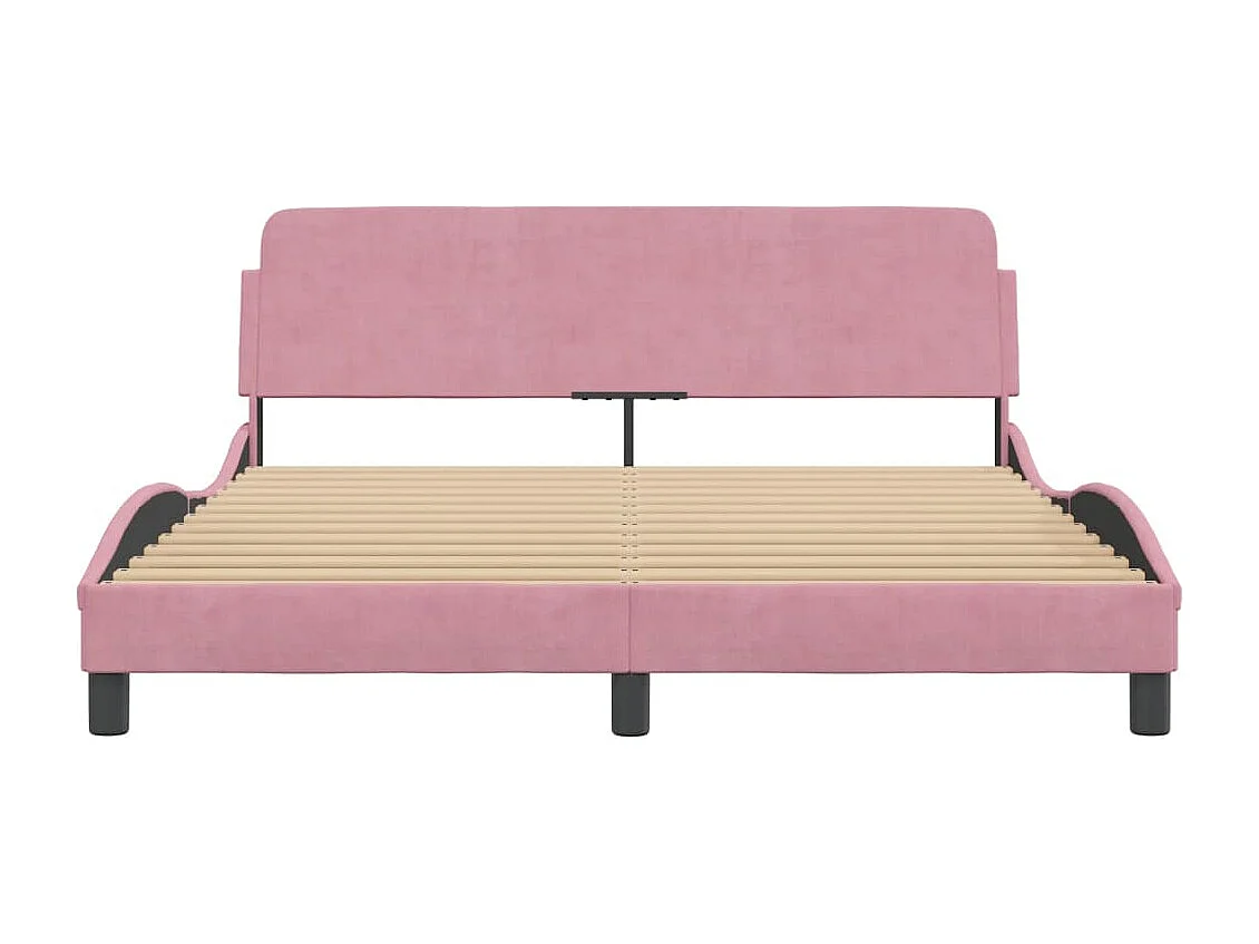 Cama matrimonial- 160x200 cm con cabecero de terciopelo rosa ES721901
