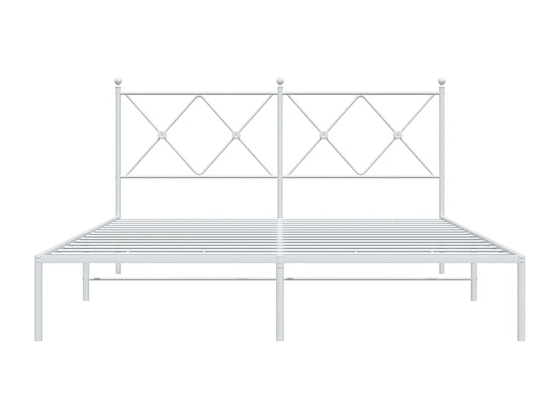 Lit double métal + tête de lit blanc 150x200 cm FR94776