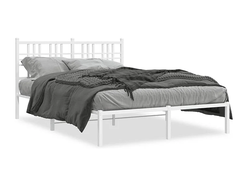 Cama com cabeceira 140x190 cm metal branco PT845261