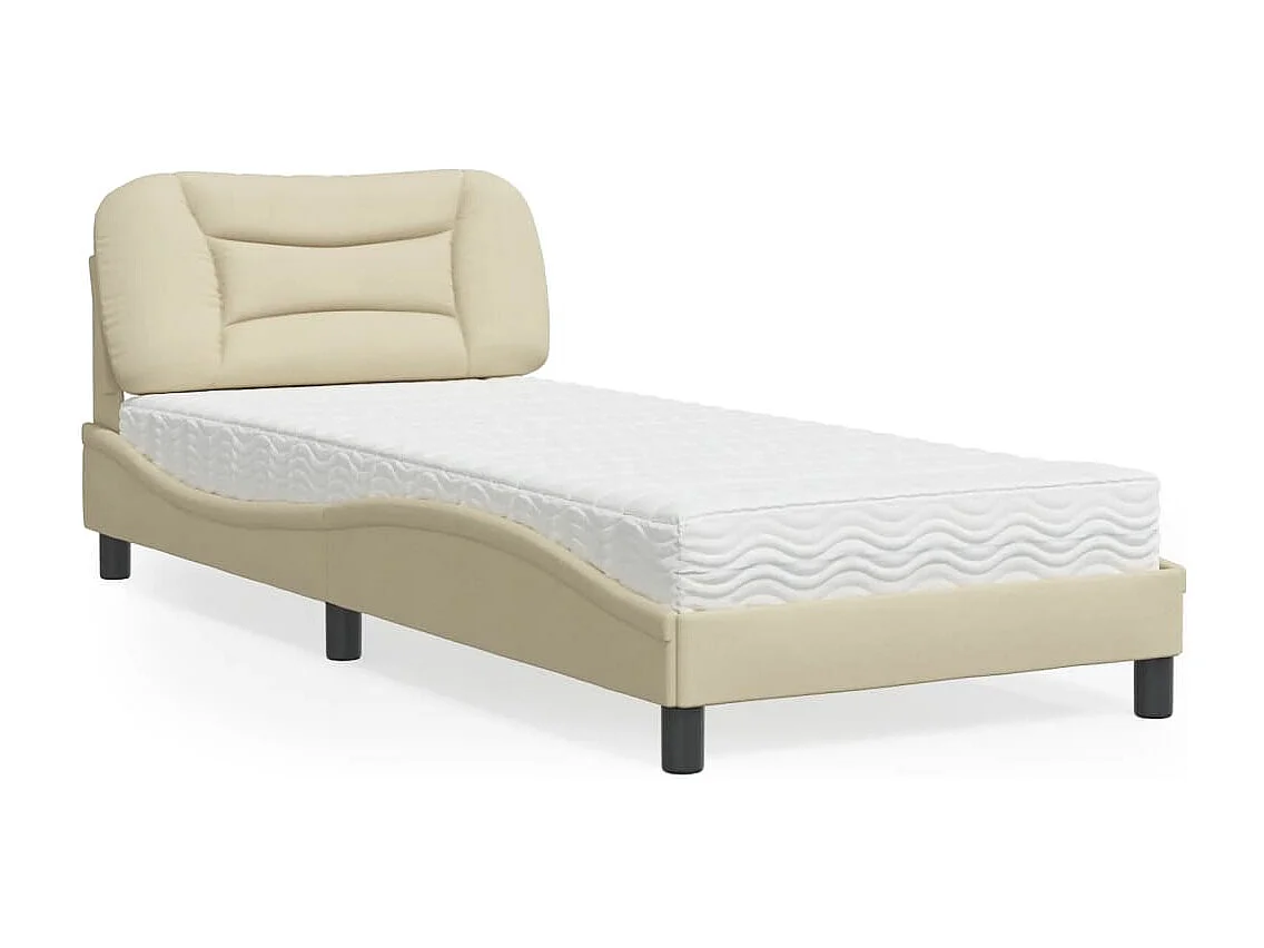 Cama com colchão 90x190 cm tecido cor creme PT517191