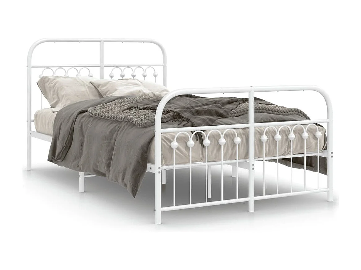 Bedframe met hoofd- en voeteneinde metaal wit 120 x 190 cm BE340243