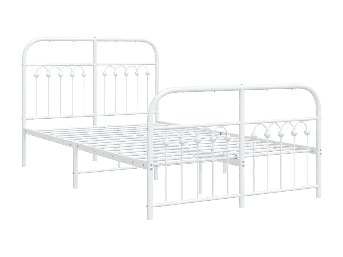 Bedframe met hoofd- en voeteneinde metaal wit 120 x 190 cm BE340243