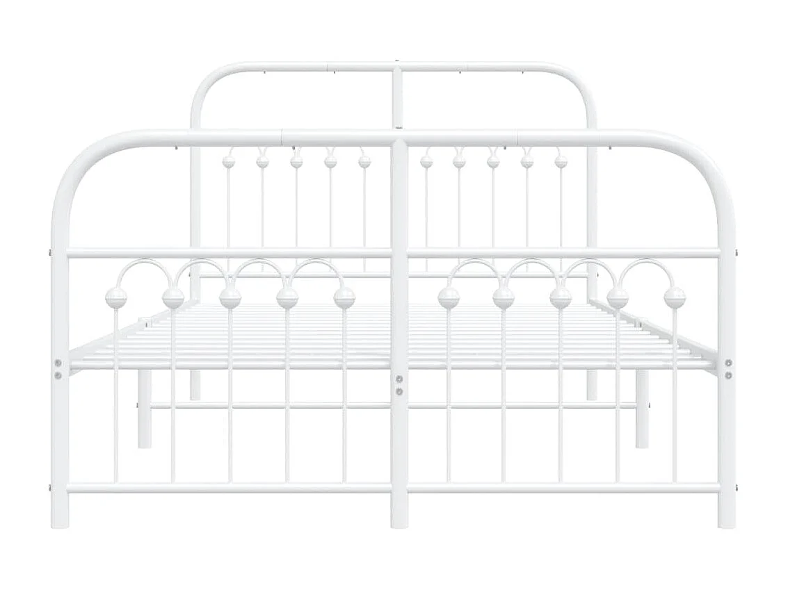 Lit double métal + tête de lit/pied de lit blanc 120x190cm FR28776