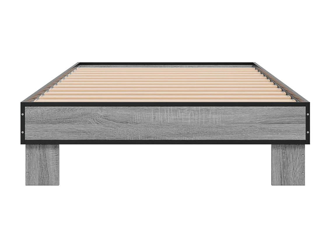 Bedframe bewerkt hout en metaal grijs sonoma eiken 75x190 cm BE575603