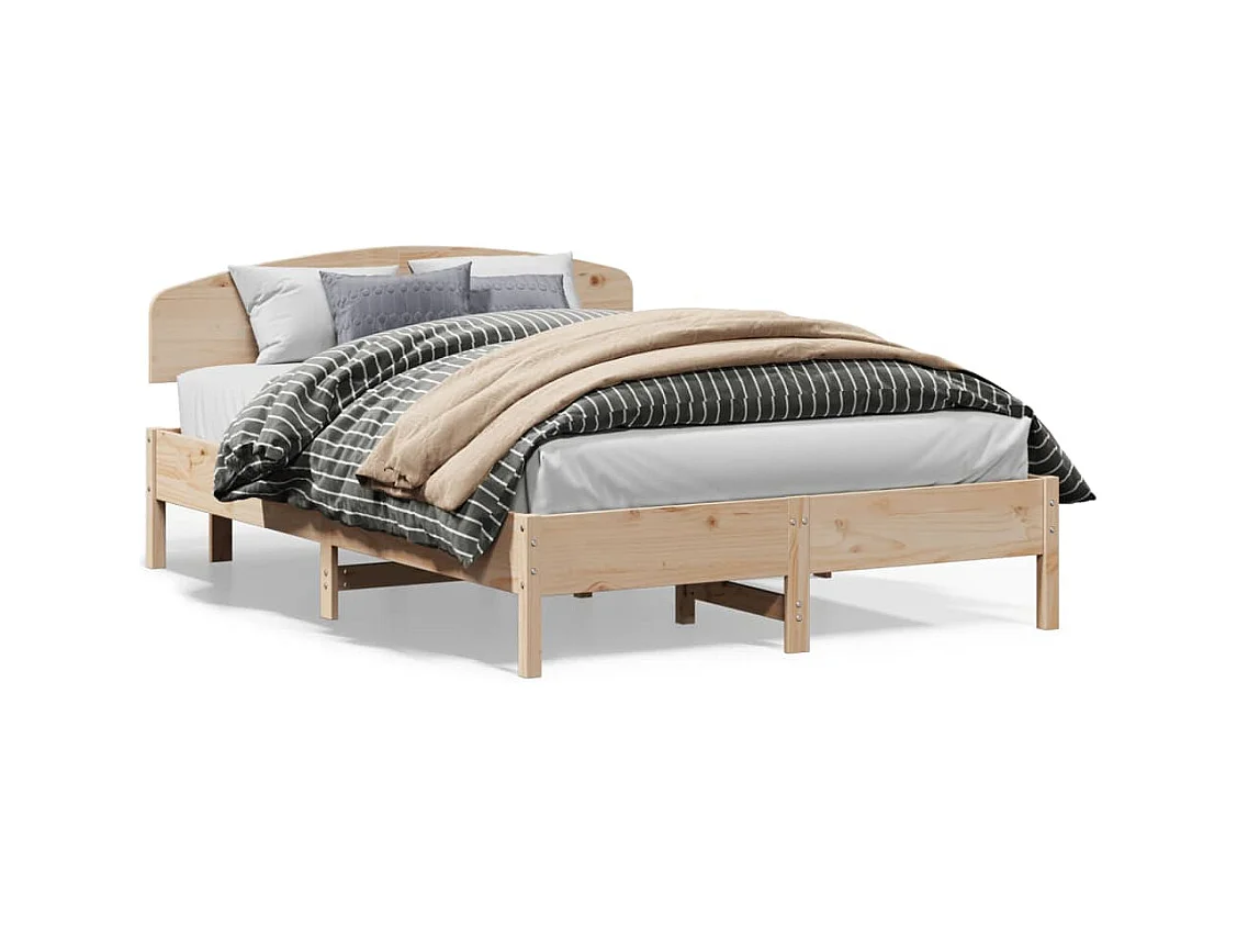 Lit double + tête de lit 160x200 cm bois de pin massif FR86191