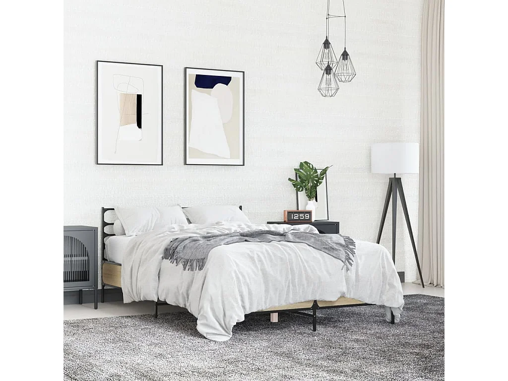 Cama 140x190 cm derivados madeira/metal PT232308