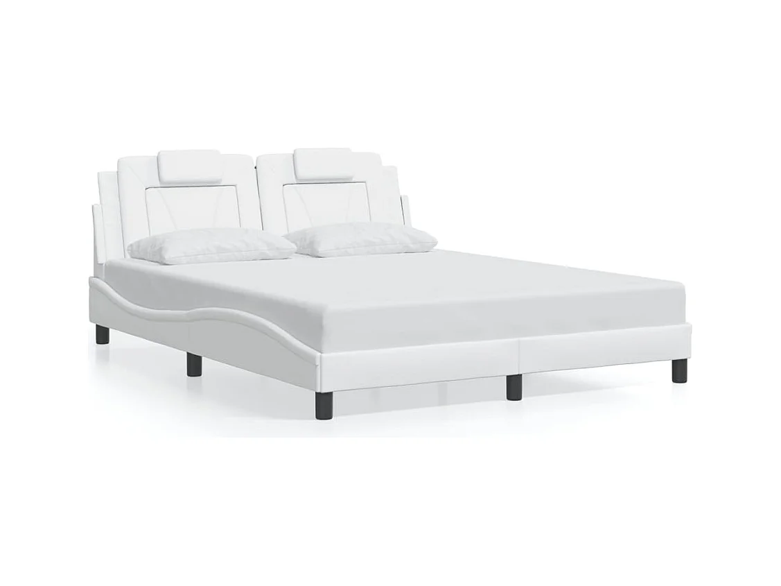 Cama matrimonial- 160x200 cm cabecero cuero sintético blanco ES899549