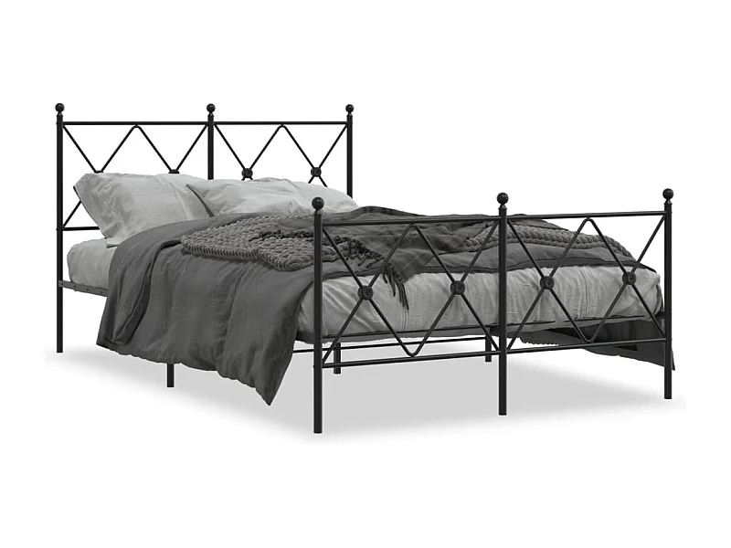 Cama com cabeceira e pés 120x190 cm metal preto PT247771