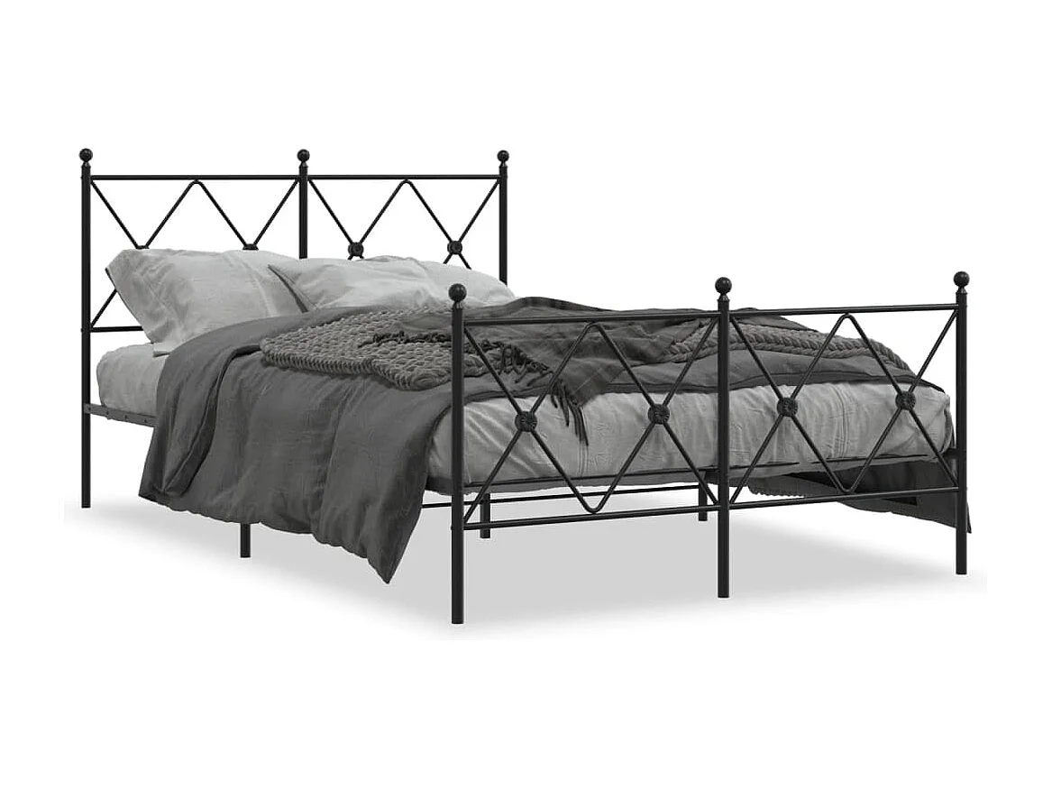 Cama com cabeceira e pés 120x190 cm metal preto PT247771