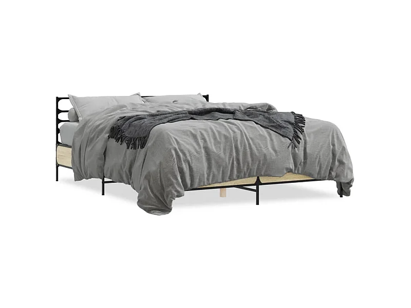 Lit double chêne sonoma 160x200 cm bois d'ingénierie et métal FR35349