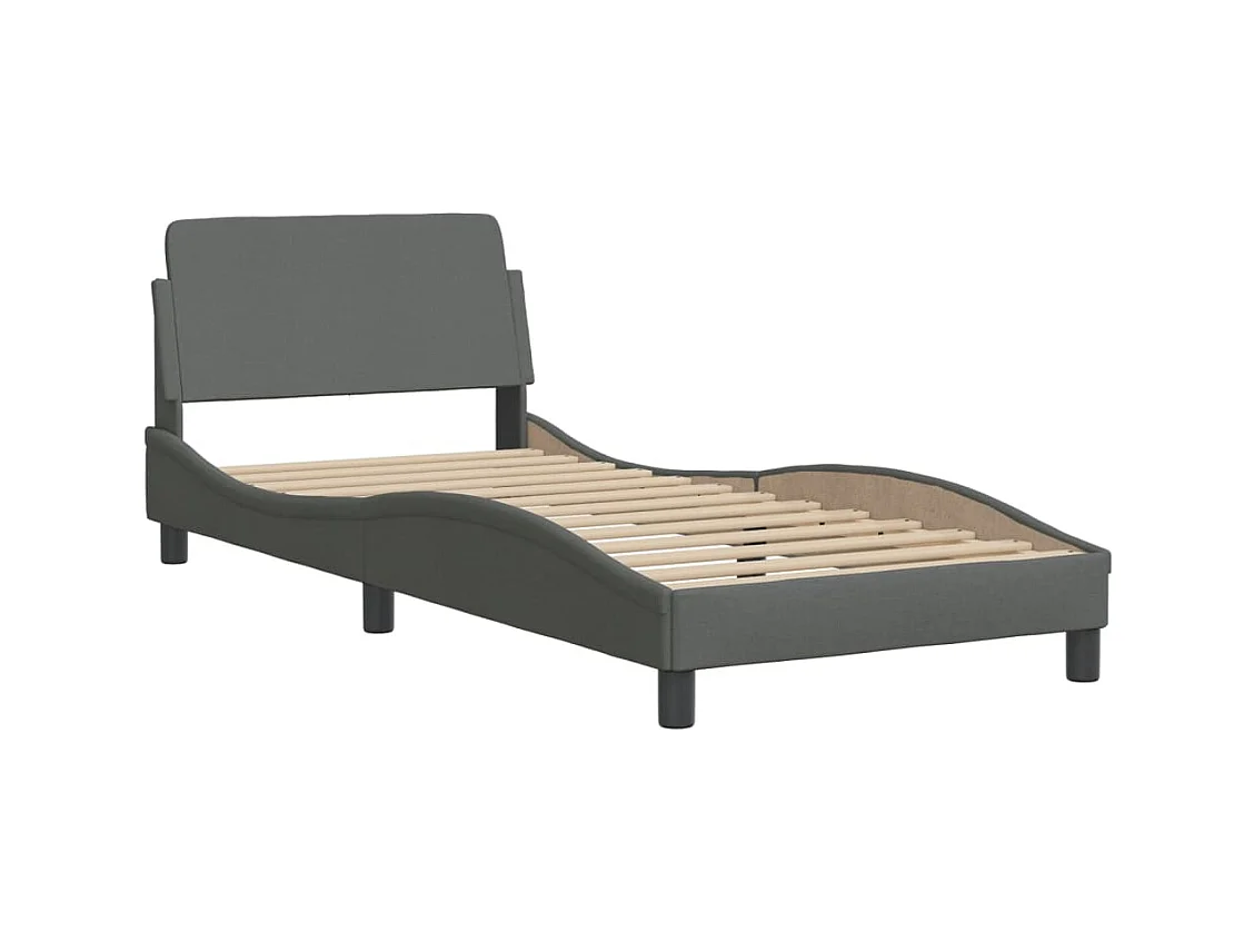 Bed met matras stof donkergrijs 90x190 cm BE419902