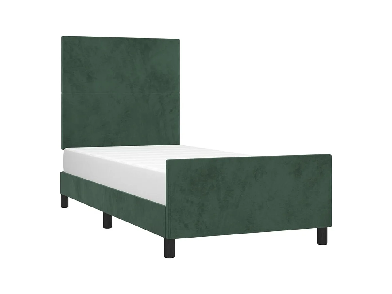 Lit simple + tête de lit Vert foncé 90x190 cm Velours FR51444
