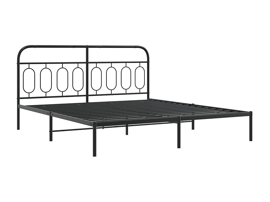 Lit double métal + tête de lit/pied de lit noir 183x213 cm FR84661