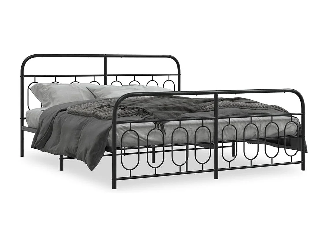 Cama matrimonial- 183x213 cm cabecero y estribo metal negro ES923047