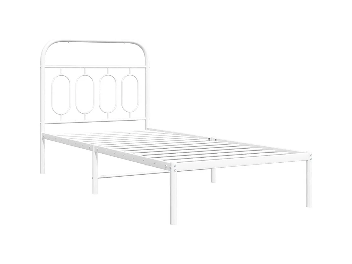 Lit simple métal + tête de lit blanc 90x200 cm FR27360
