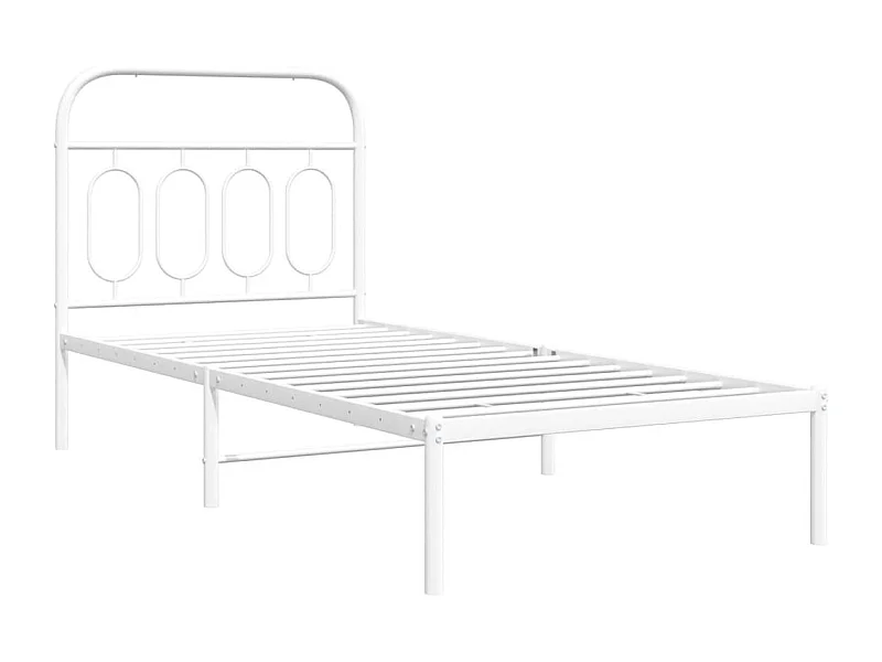 Cama individual- 90x200 cm de metal con cabecero blanco ES243620