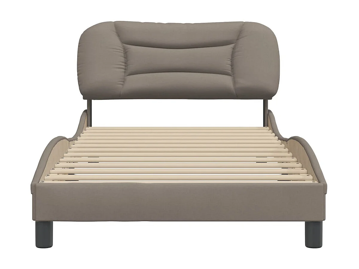 Lit simple + tête de lit Taupe 100x200 cm Tissu FR77937