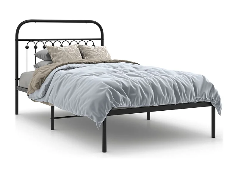 Bedframe met hoofdbord metaal zwart 100x190 cm BE274356