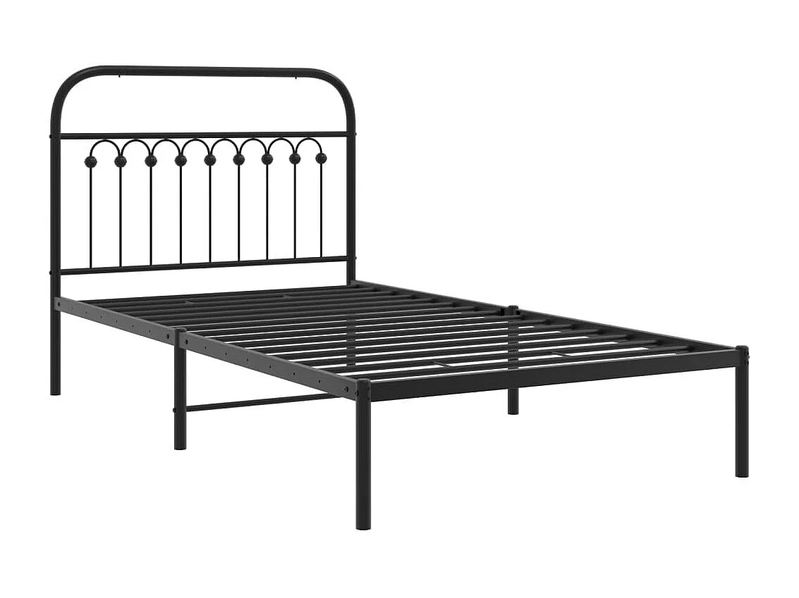 Cama individual- 100x190 cm con cabecero metal negro ES738676