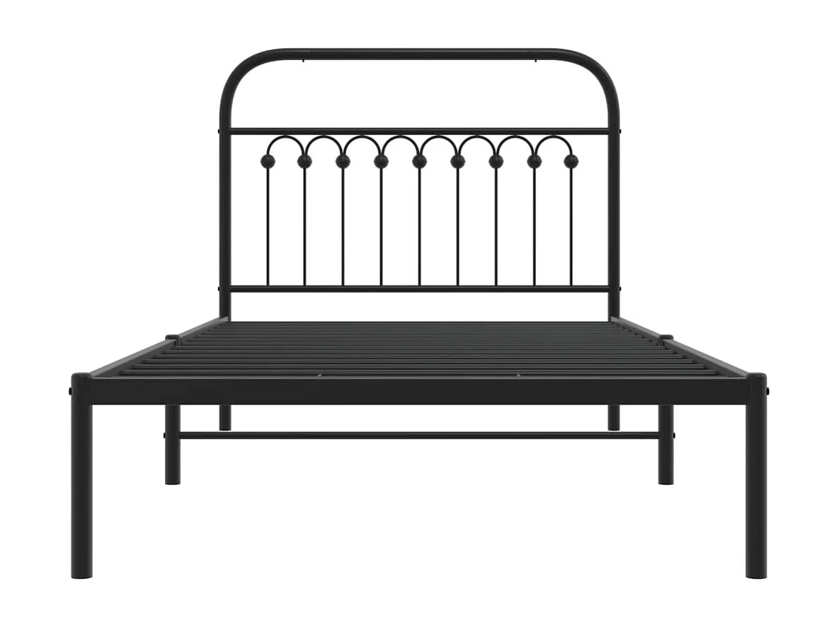 Cama individual- 100x190 cm con cabecero metal negro ES738676