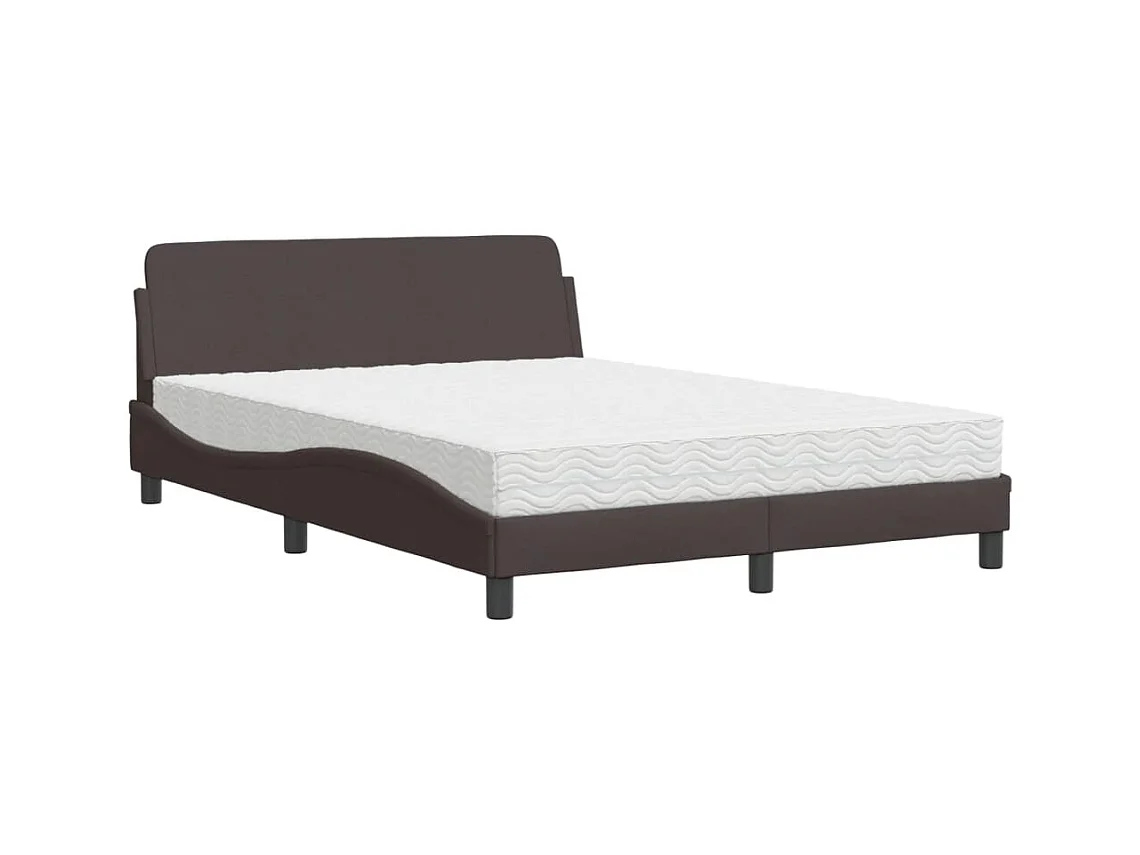 Bed met matras stof donkerbruin 140x200 cm BE767847