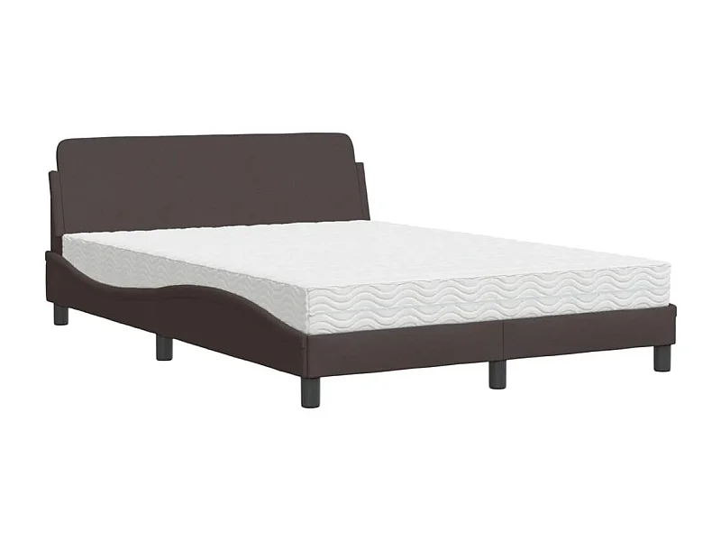 Bed met matras stof donkerbruin 140x200 cm BE767847