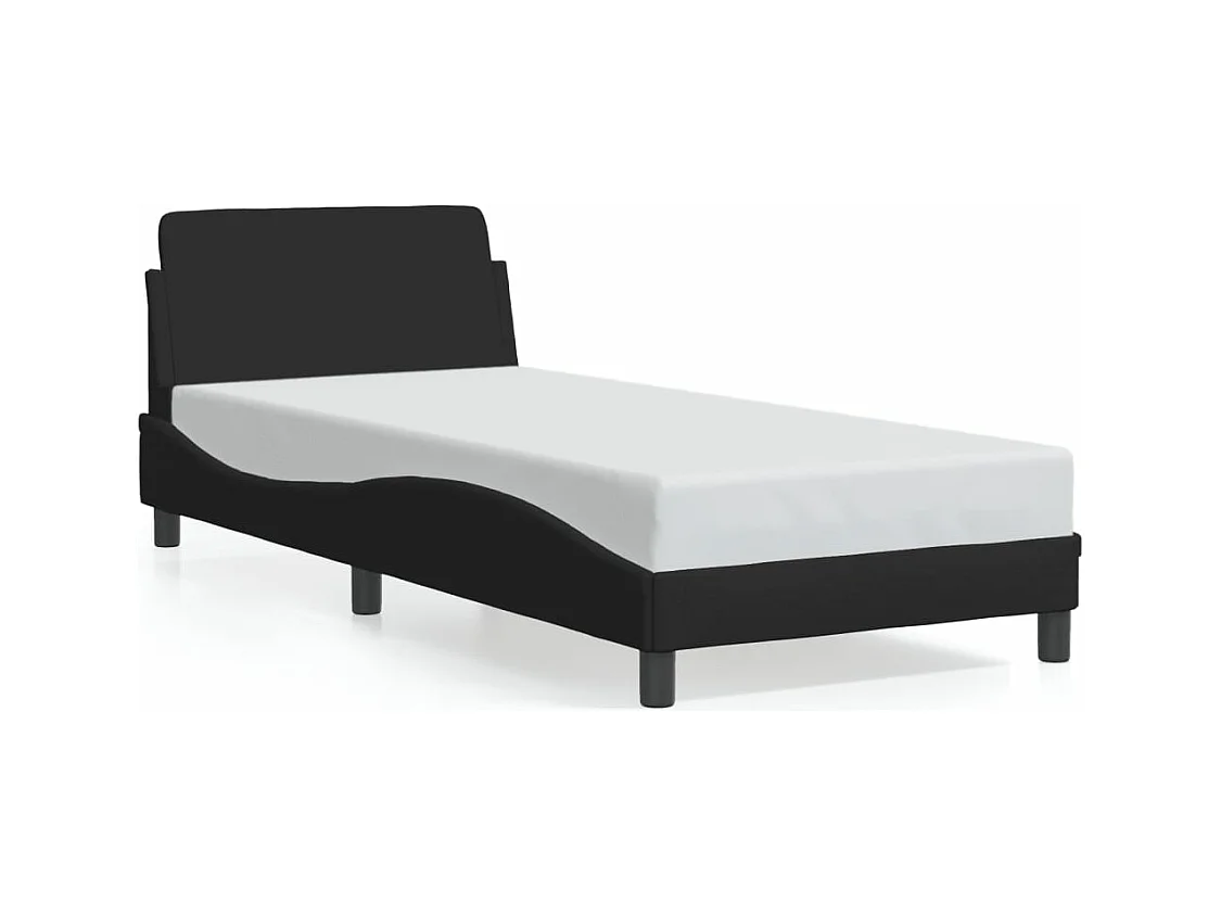 Bedframe met hoofdbord stof zwart 80x200 cm BE658023