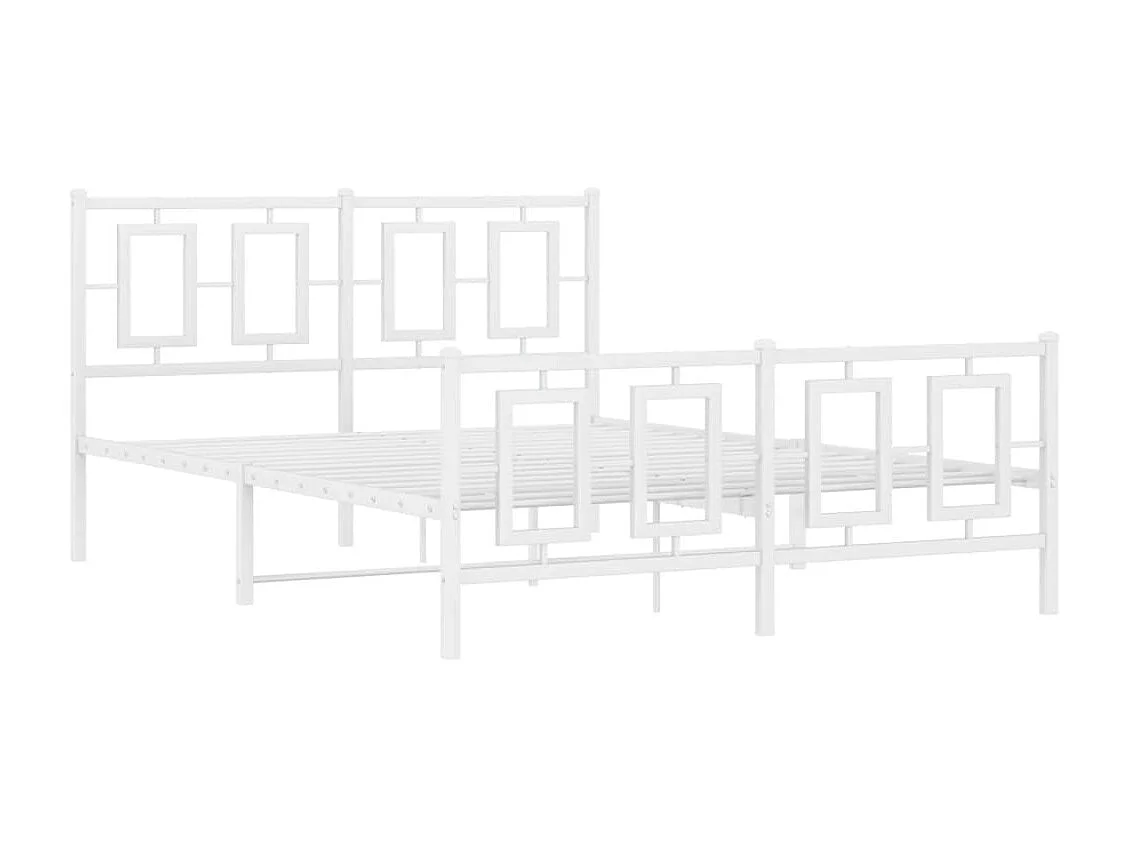 Cama com cabeceira e pés 140x190 cm metal branco PT267787