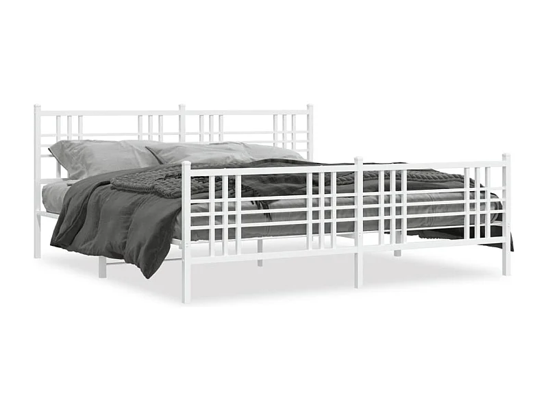 Cama com cabeceira e pés 180x200 cm metal branco PT741068